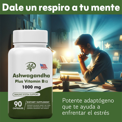 CalmaFuerza™ – Ashwagandha + B12 para Energía y Enfoque