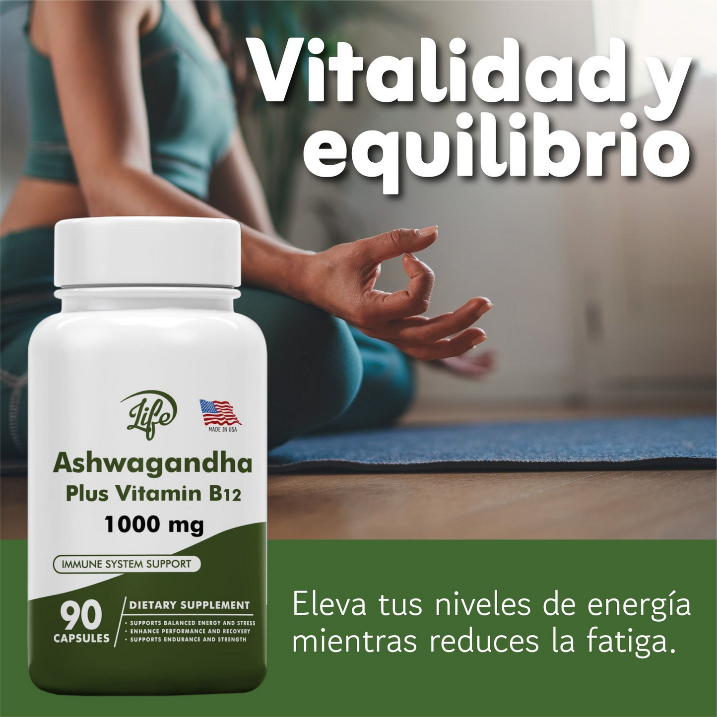 CalmaFuerza™ – Ashwagandha + B12 para Energía y Enfoque